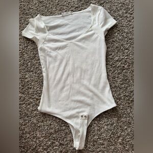 Elodie White Ribbed Bodysuit